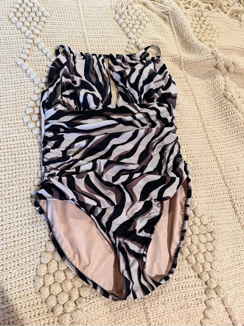 Miraclesuit Black White Taupe Zebra-Print One-Piece Swimsuit
